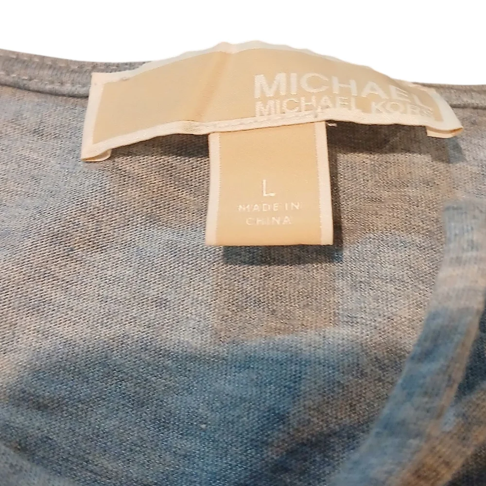 Michael Kors Heathered Blue Lace Front Cold Shoulder Long sleeve Large
